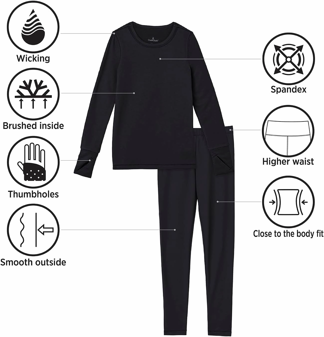 Cuddl Duds Girls Cold Weather Fleece-Lined Thermal Underwear 2-Piece Set - Kids Long Sleeve Top and Leggings Long Johns