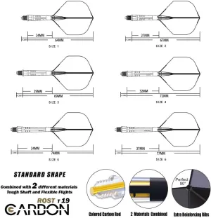 CUESOUL ROST T19 Carbon Integrated Dart Shaft and Flight Standard Shape,Set of 3