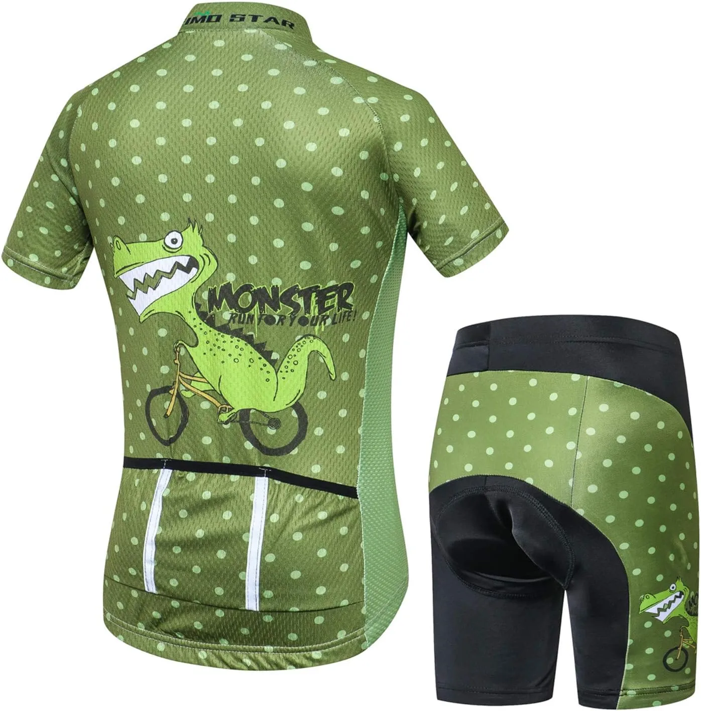 Cycling Jersey Shorts Set Padded Suit Kid's Bicycle Tops Shirt Mountain Bike Riding