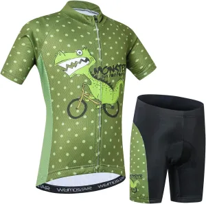 Cycling Jersey Shorts Set Padded Suit Kid's Bicycle Tops Shirt Mountain Bike Riding