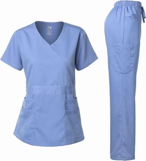 Dagacci Medical Uniform Women's Scrub Set Stretch and Soft Y-Neck Top and Pants