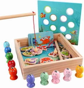 DANNI 3D Fish Baby Kids Educational Toys Children Wooden Toys Magnetic Games Fishing Toy Game Kids Outdoor Funny Boys Girl Gifts