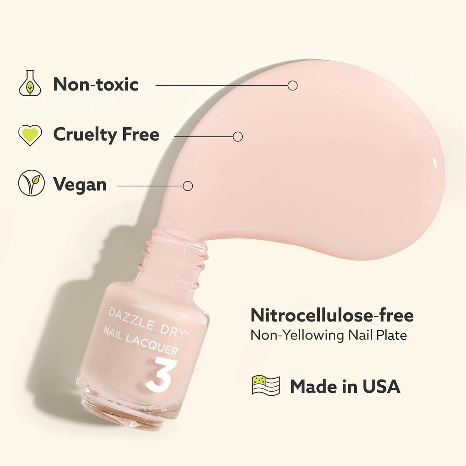 Dazzle Dry Mini Kit 4 Step System - Strawberry Macaron, a semisheer pale strawberry with lavender undertones. (5 Piece Kit / 5 Manicures)