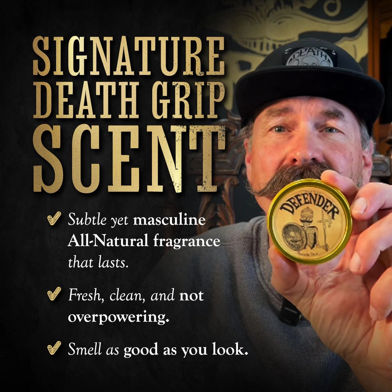 Defender Mustache Balm and Defender Mustache Guard Set | 2oz Mustache Balm & Mustache Drinking Protector | Free Drinking Mustache Protector Used On Coffee Cups | Beer Pint Glasses | Wine Glasses