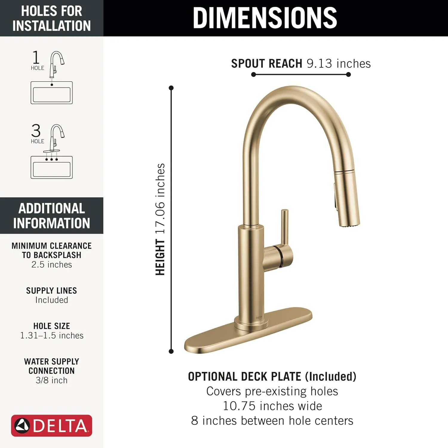 Delta 19867LF Nicoli 1.8 GPM Single Hole Pull Down Kitchen Faucet - Includes Escutcheon - Champagne Bronze