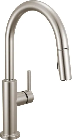 Delta Faucet Nicoli Kitchen Faucet with Pull Down Sprayer, Brushed Nickel Kitchen Sink Faucet, Modern Kitchen Faucet, Stainless Steel 19867LF-SS