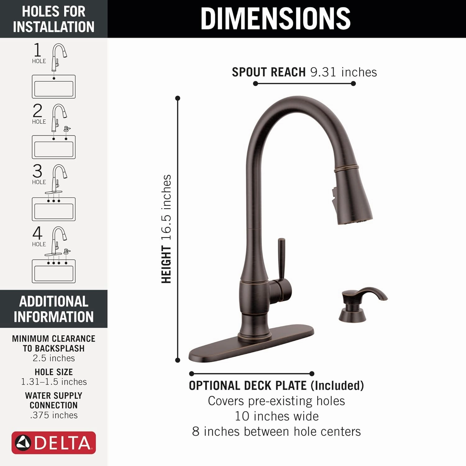 Delta 19831Z-RBSD-DST Hazelwood Kitchen Faucet, Venetian Bronze
