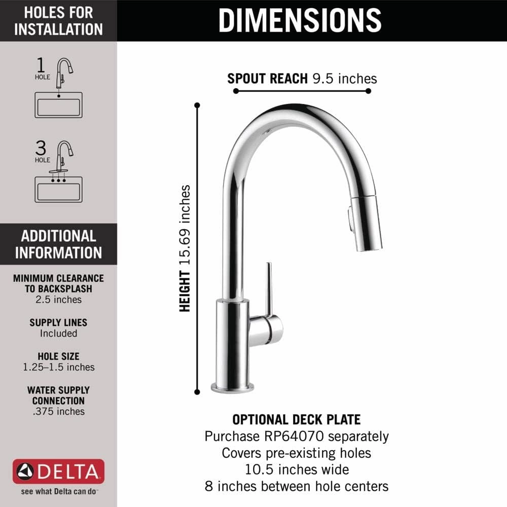 Delta 9159-DST Trinsic Kitchen Faucet, Standard, Chrome