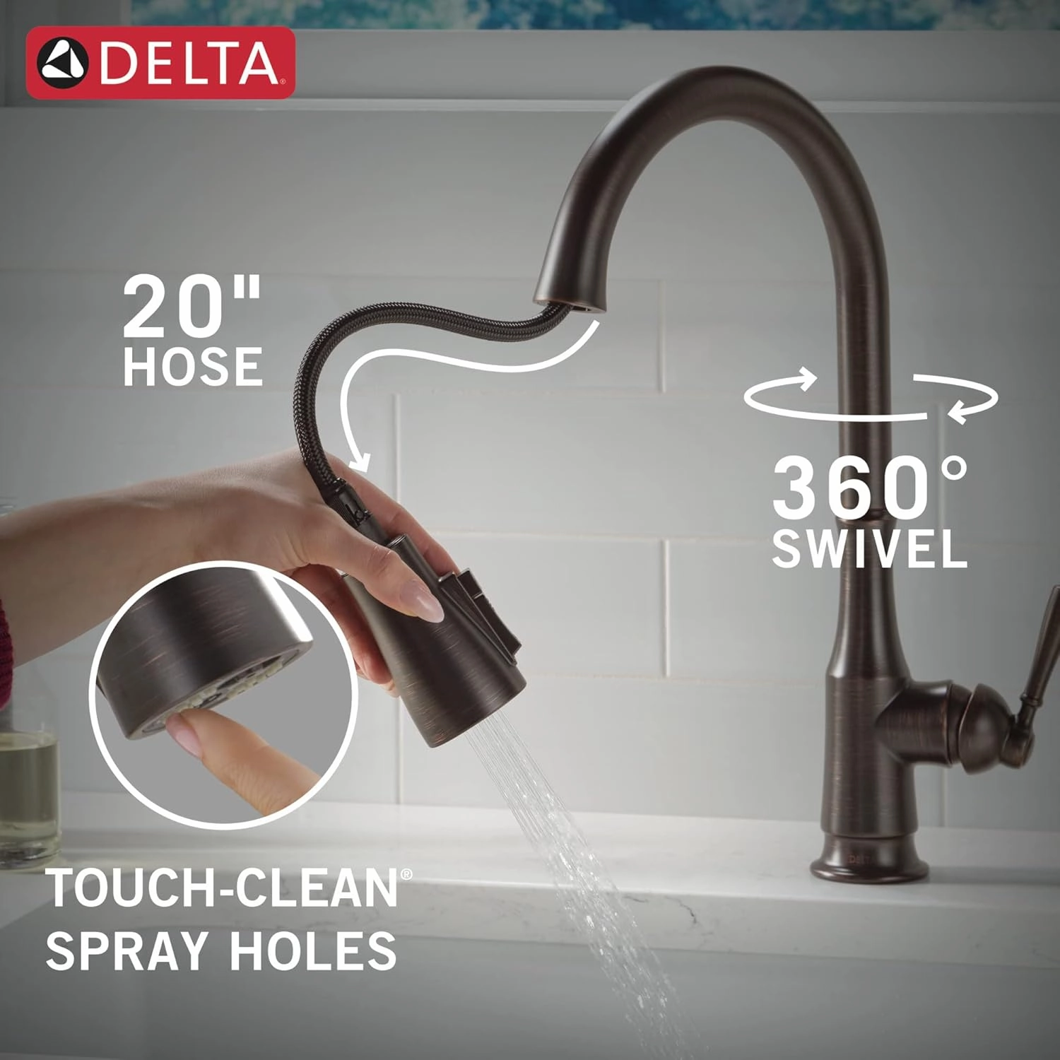 Delta Faucet Capertee Oil Rubbed Bronze Kitchen Faucet with Soap Dispenser, Kitchen Faucets with Pull Down Sprayer, Kitchen Sink Faucet with Magnetic Docking Head, Venetian Bronze 19877Z-RBSD-DST