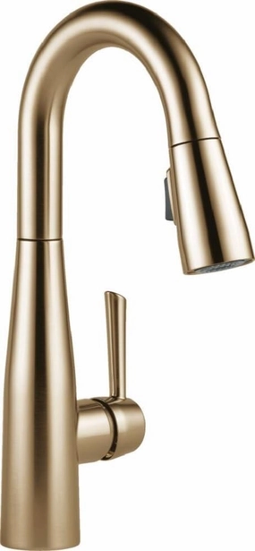 Delta Faucet Essa Gold Bar Faucet with Pull Down Sprayer, Gold Bar Sink Faucet Single Hole, Wet Bar Faucets Single Hole, Prep Sink Faucet, Faucet for Bar Sink, Champagne Bronze 9913-CZ-DST