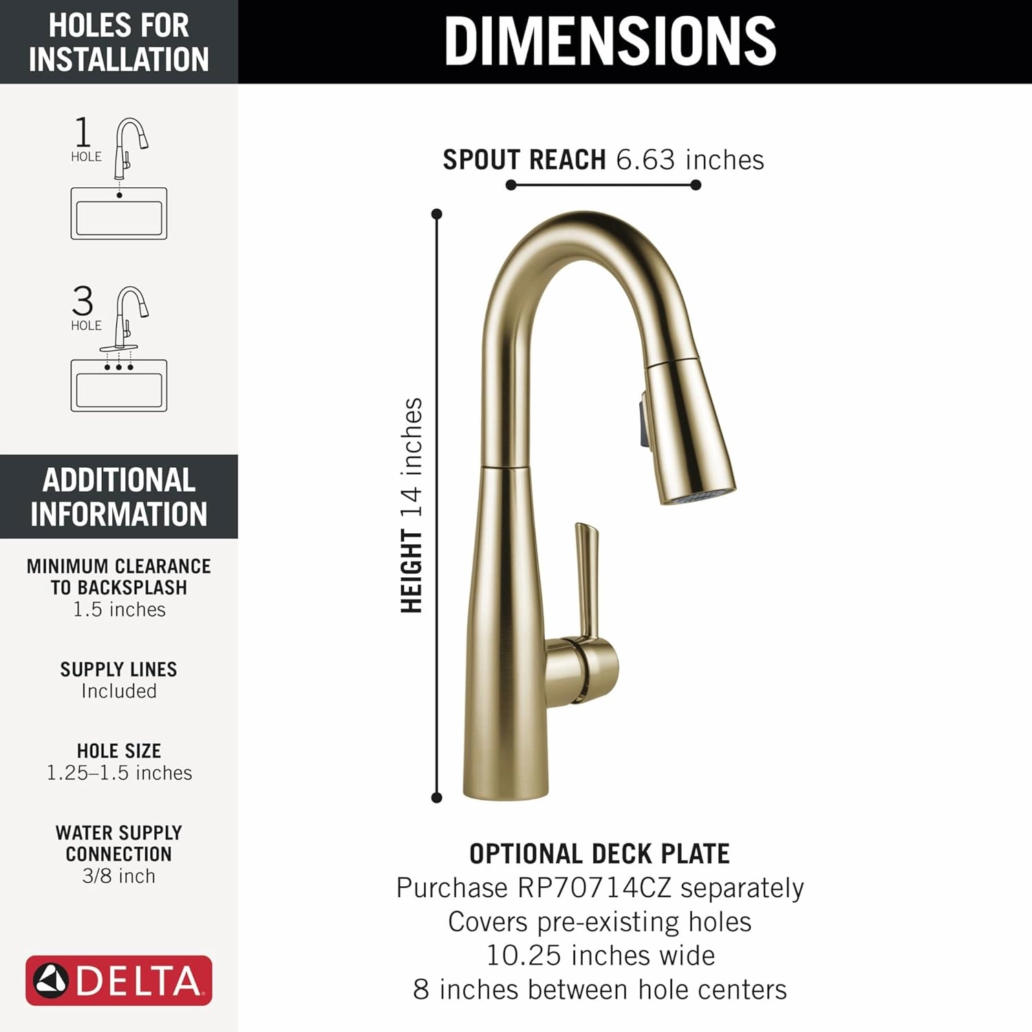 Delta Faucet Essa Gold Bar Faucet with Pull Down Sprayer, Gold Bar Sink Faucet Single Hole, Wet Bar Faucets Single Hole, Prep Sink Faucet, Faucet for Bar Sink, Champagne Bronze 9913-CZ-DST