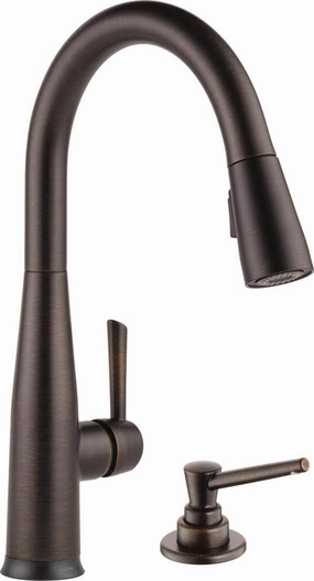 Delta Faucet Essa Touch Kitchen Faucet with Soap Dispenser, Oil Rubbed Bronze Kitchen Faucet with Pull Down Sprayer, Kitchen Sink Faucet, Touch Faucet for Kitchen Sink, Delta Touch2O, Venetian Bronze