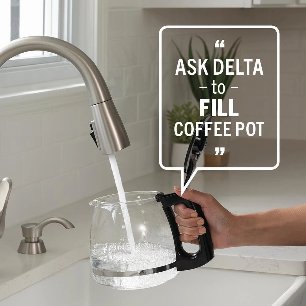 Delta Faucet Essa VoiceIQ Touchless Kitchen Faucet with Pull Down Sprayer, Smart Faucet, Alexa and Google Assistant Voice Activated, Kitchen Sink Faucet, Champagne Bronze 9113TV-CZ-DST