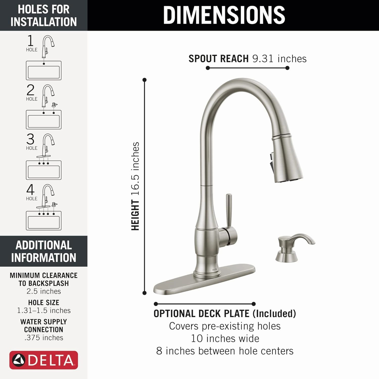 Delta Faucet Hazelwood Brushed Nickel Kitchen Faucet with Soap Dispenser, Kitchen Faucets with Pull Down Sprayer, Kitchen Sink Faucet with Magnetic Docking Spray Head, Spotshield 19831Z-SPSD-DST