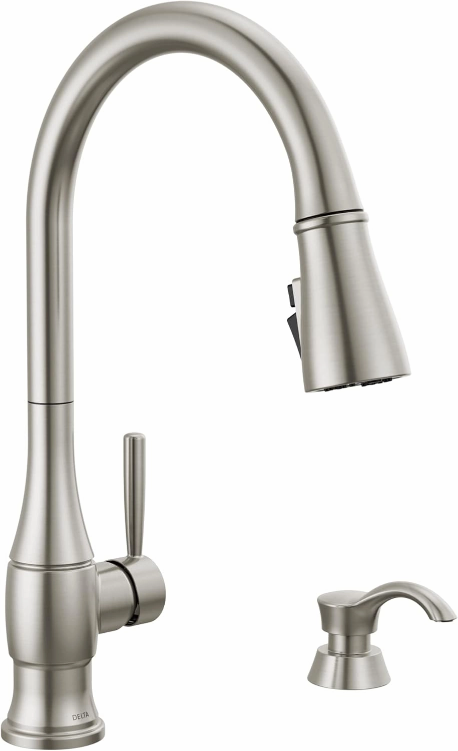Delta Faucet Hazelwood Brushed Nickel Kitchen Faucet with Soap Dispenser, Kitchen Faucets with Pull Down Sprayer, Kitchen Sink Faucet with Magnetic Docking Spray Head, Spotshield 19831Z-SPSD-DST