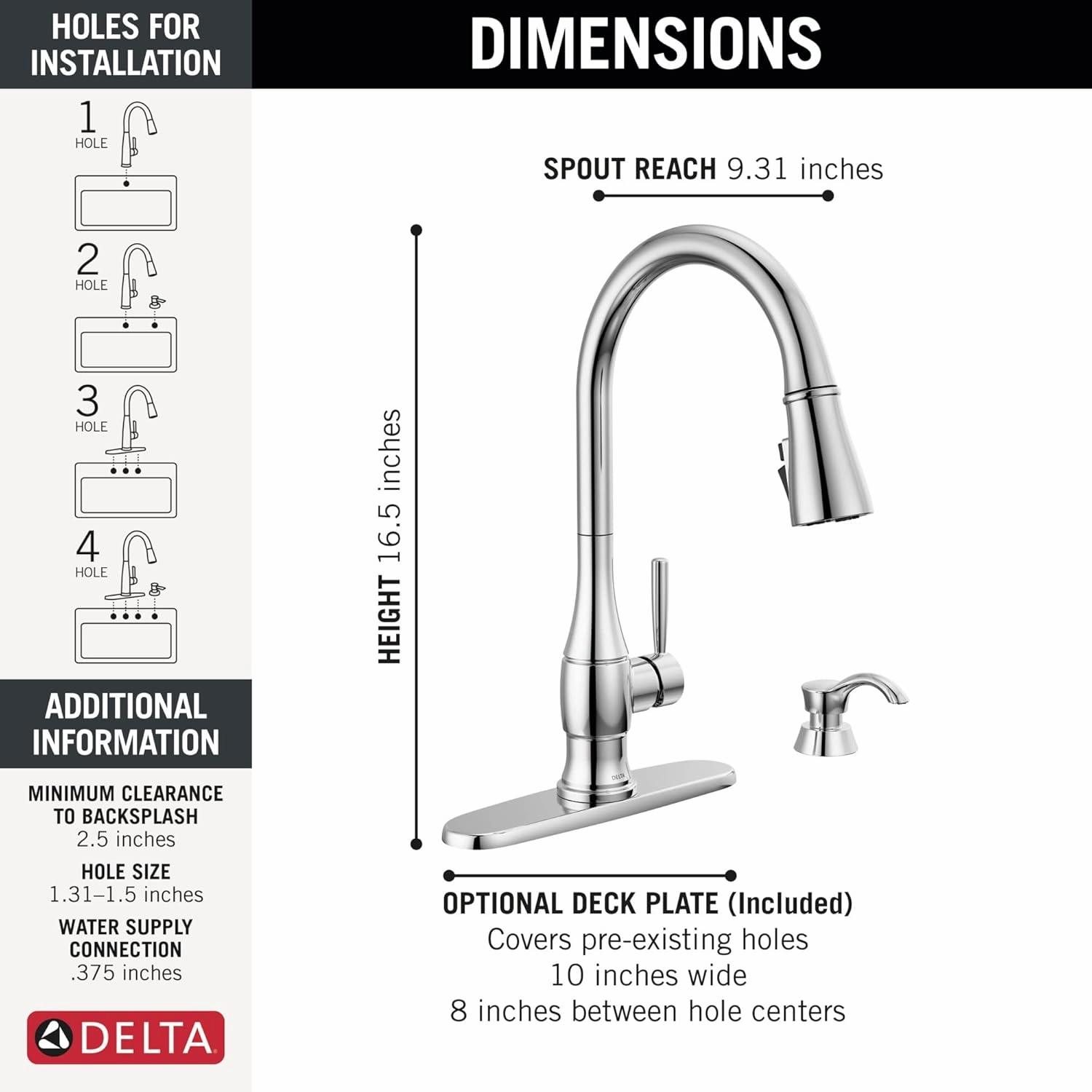 Delta Faucet Hazelwood Chrome Kitchen Faucet with Soap Dispenser, Kitchen Faucets with Pull Down Sprayer, Kitchen Sink Faucet with Magnetic Docking Spray Head, Chrome 19831Z-SD-DST