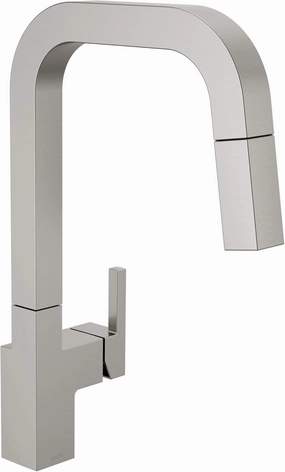 Delta Faucet Junction Brushed Nickel Kitchen Faucet, Kitchen Faucets with Pull Down Sprayer, Kitchen Sink Faucet, Faucet for Kitchen Sink, Magnetic Docking Spray Head, Spotshield Stainless 19825LF-SP