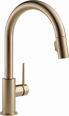 Delta Faucet Trinsic Gold Kitchen Faucet, Kitchen Faucets with Pull Down Sprayer, Sink Faucet with Magnetic Docking Spray Head, Champagne Bronze 9159-CZ-DST