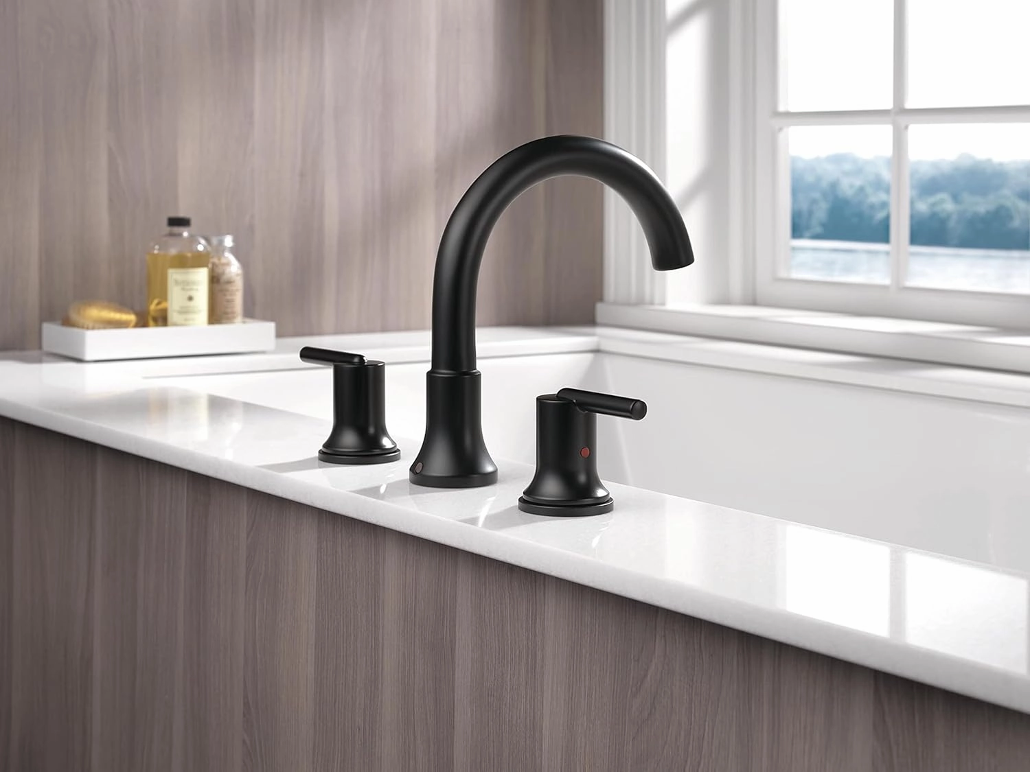 Delta Faucet Trinsic Roman Tub Trim - T2759-BL - Modern Bathroom Tub Faucet Set - Includes Tub Faucet & Handles - Matte Black (Valve Sold Separately)