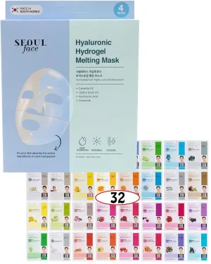 DERMAL 32 Combo Sheet Mask   Hyaluronic Hydrogel Melting Jelly Gel Mask 4ea Bundle