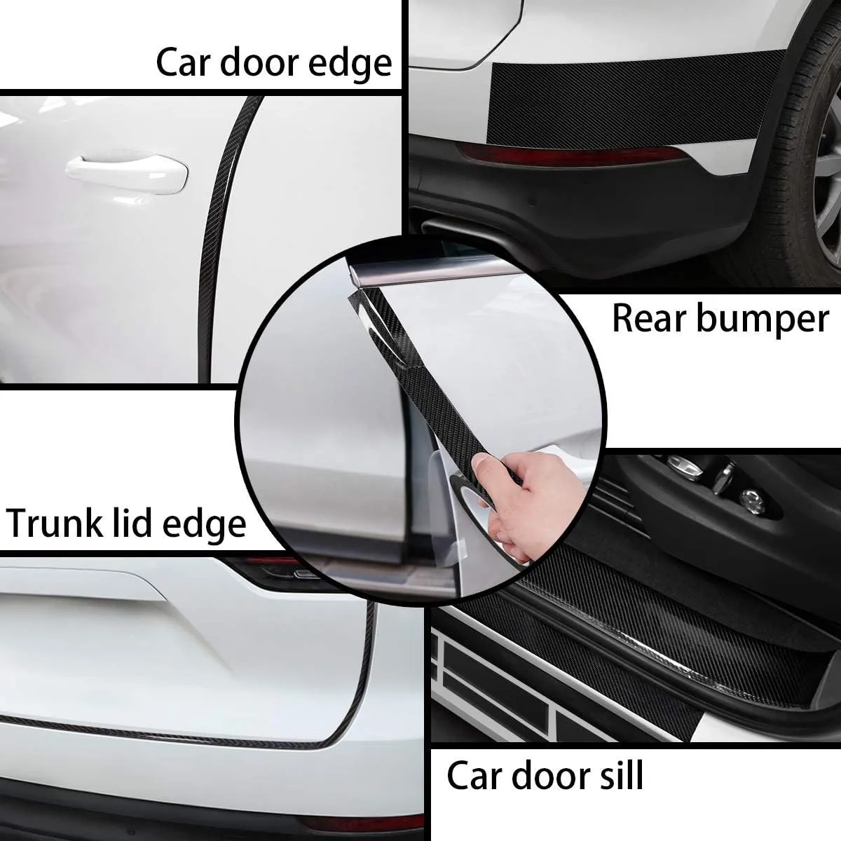 DGSL Car Door Edge Guards Door Sill Protector 5D Carbon Fiber Car Wrap Film Vinyl Automotive Wrap Film Car Door Sill Protection Film Anti-Collision Fits for Most Car (2.7In x 49Ft)