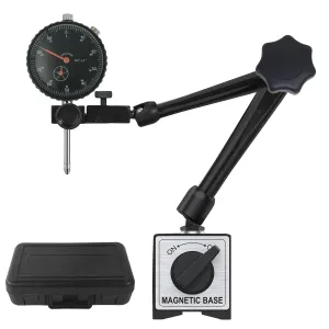 Dial Indicator Gauge and Magnetic Base, 0-1"/0.001"Dial Indicator with 176lbs (80kg) Max Pull Magnetic Base, Measuring Tool for 3D Printer, Table Saw Measurement, Auto Repair and CNC Machine