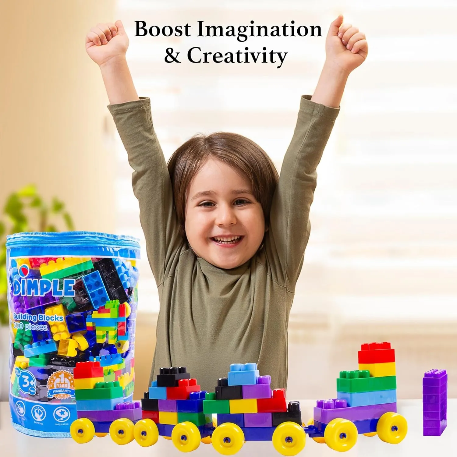 Dimple Building Blocks for Toddler (300 Pcs) Stacking Toys & Puzzle Games for Learning and STEM Fun Montessori Toys, Educational Baby Blocks Age 3  Toddler Boy & Girl Birthday for Kids