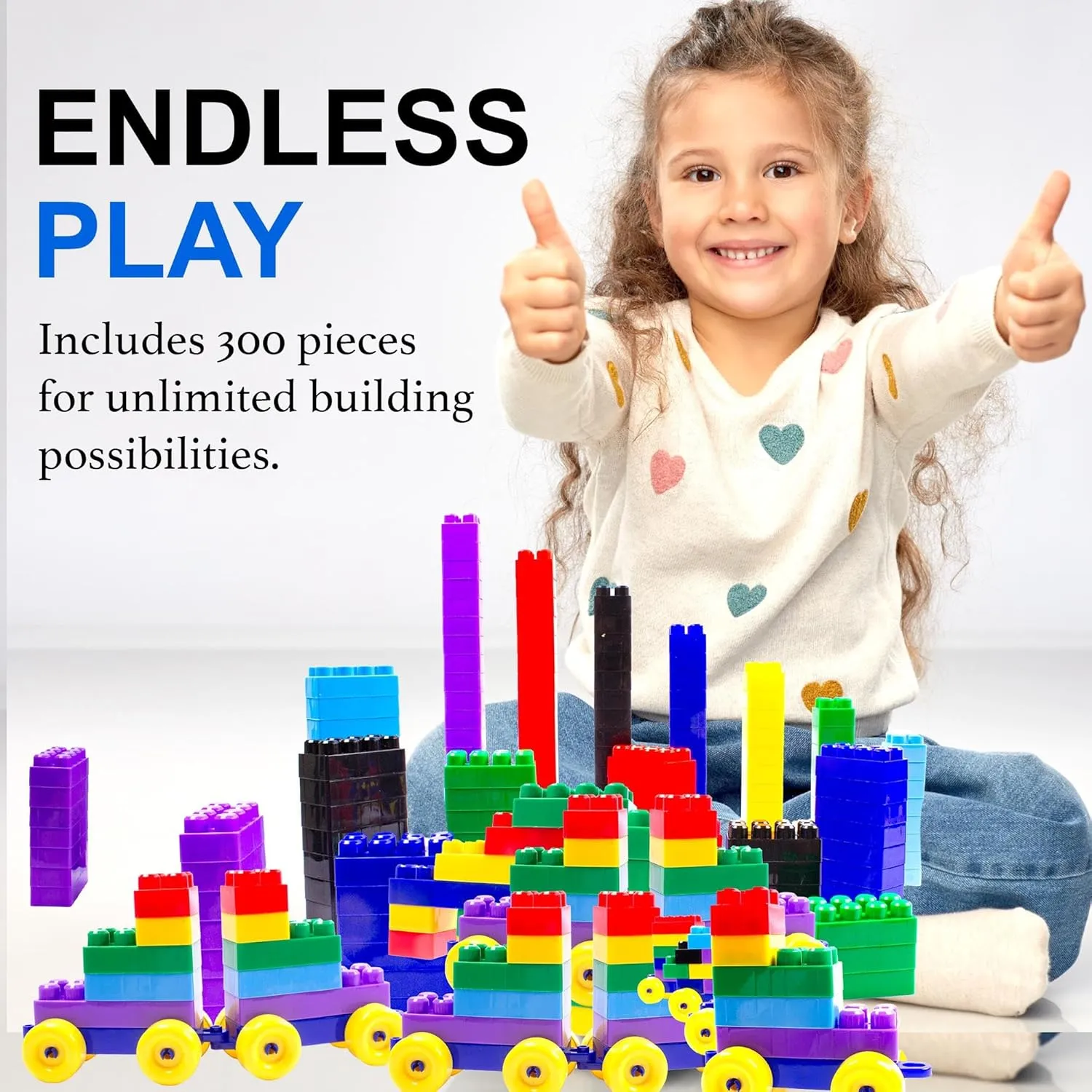 Dimple Large Building Blocks for Toddlers/Kids (600 Piece) Stackable, Multi-Colored, Interlocking Toys Safe, Non-Toxic Plastic Bright Colors, Waterproof Boys, Girls Age 3 for Kids