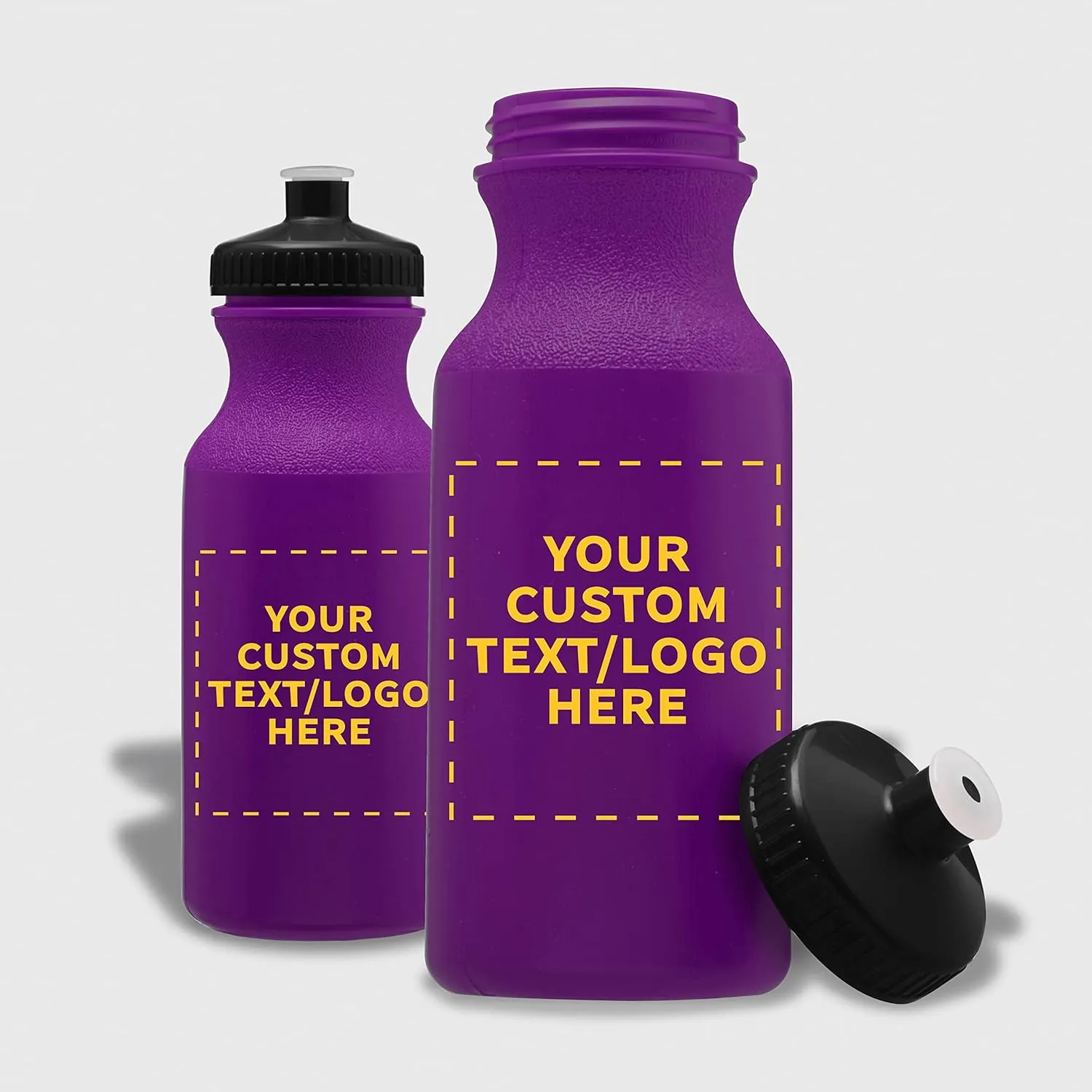 DISCOUNT PROMOS Custom 20 oz. Water Bottles with Push Cap Set of 10, Personalized Bulk Pack - Perfect for Gym, Hiking, Camping, Outdoor Sports - Violet Purple