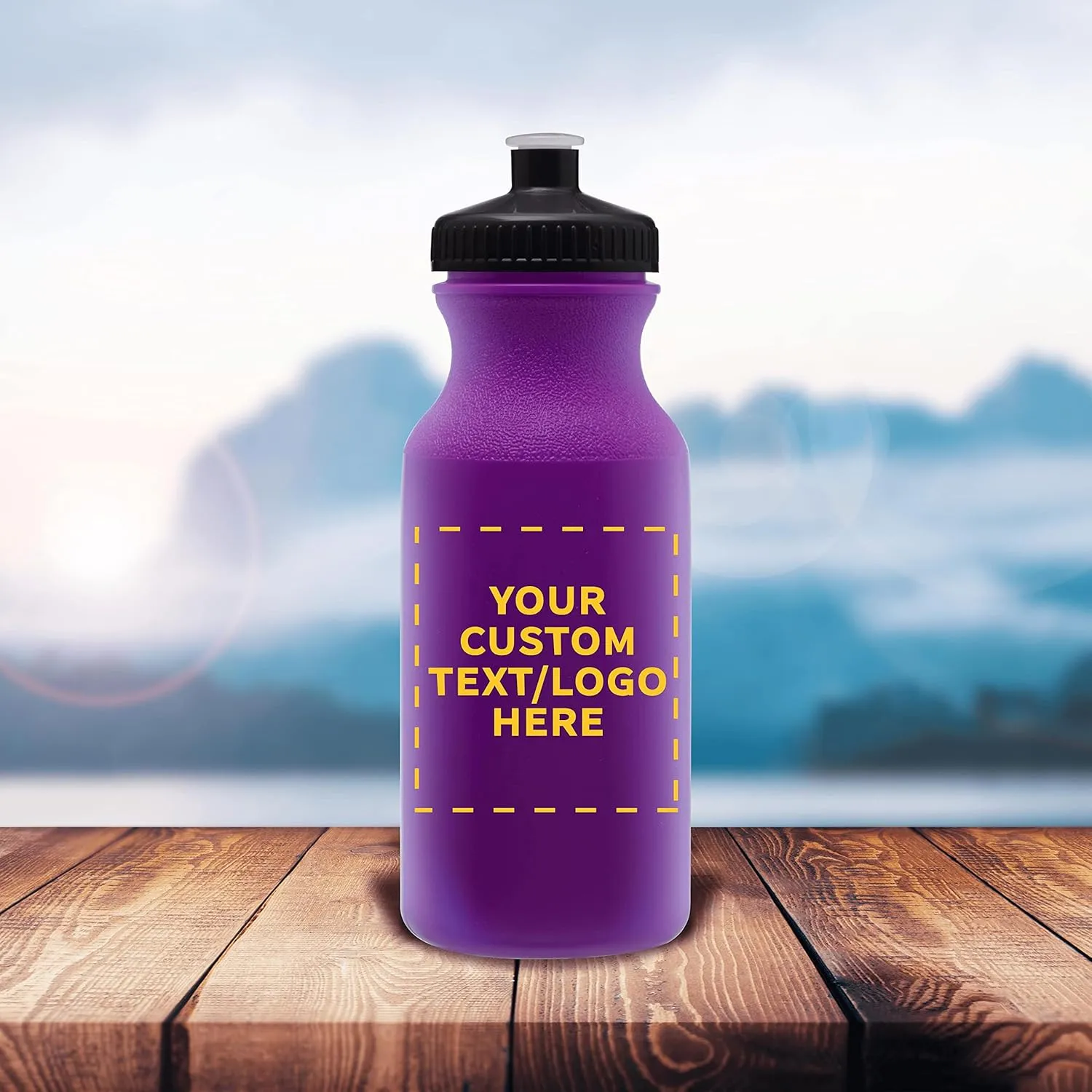 DISCOUNT PROMOS Custom 20 oz. Water Bottles with Push Cap Set of 10, Personalized Bulk Pack - Perfect for Gym, Hiking, Camping, Outdoor Sports - Violet Purple