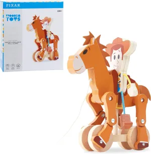 Disney Pixar Wooden Pull-Along Toy Story Woody & Bullseye, Kids Toys Ages 18 Month, Amazon Exclusive by Just Play