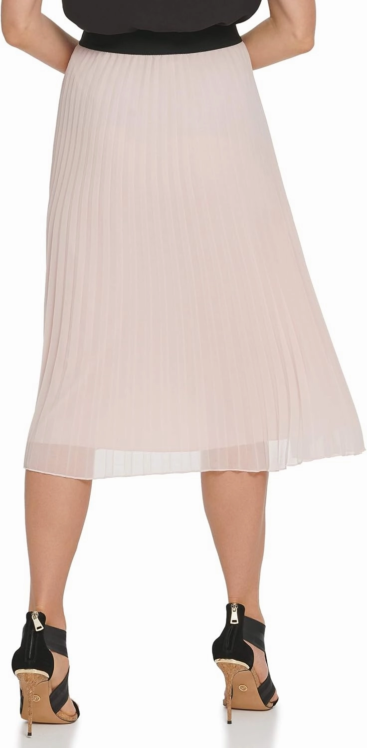 DKNY Women's Pull on Pleated Everyday Midi Skirt