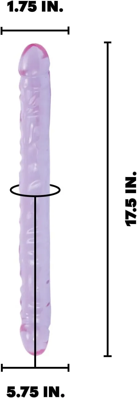 Doc Johnson Crystal Jellies - Double Dong -18 Inch - 1.8 Inches Wide - Double Sided Dildo - Proudly Made In America - Purple