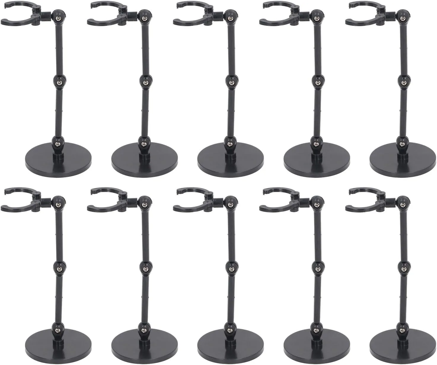 Doll Support, Head of the Exhibition of Flexible Action Figures Easy to Assemble the Stable 10 Pieces for 6 Inch (Black)
