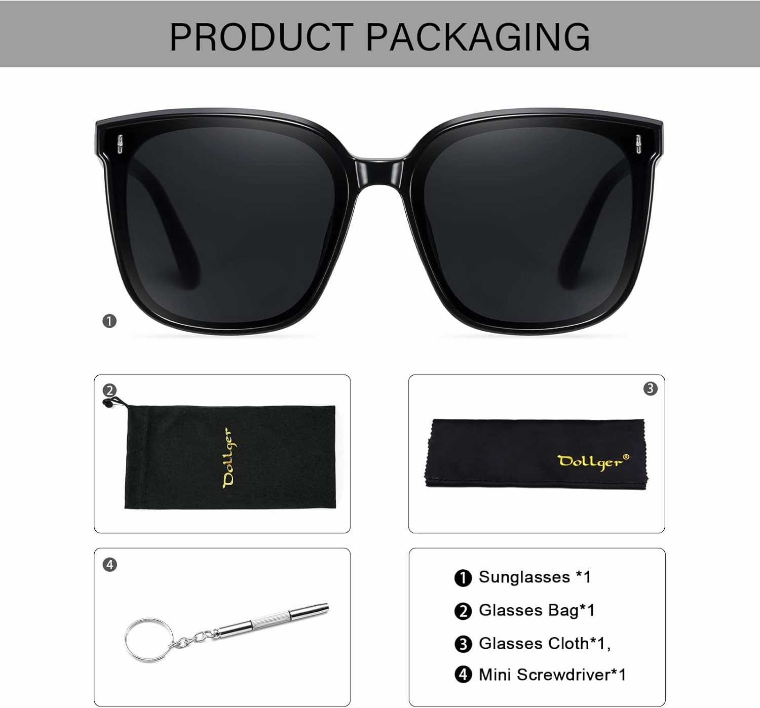 Dollger Retro Oversized Square Sunglasses for Women Trendy Classic Style Sun Glasses UV400 Protection