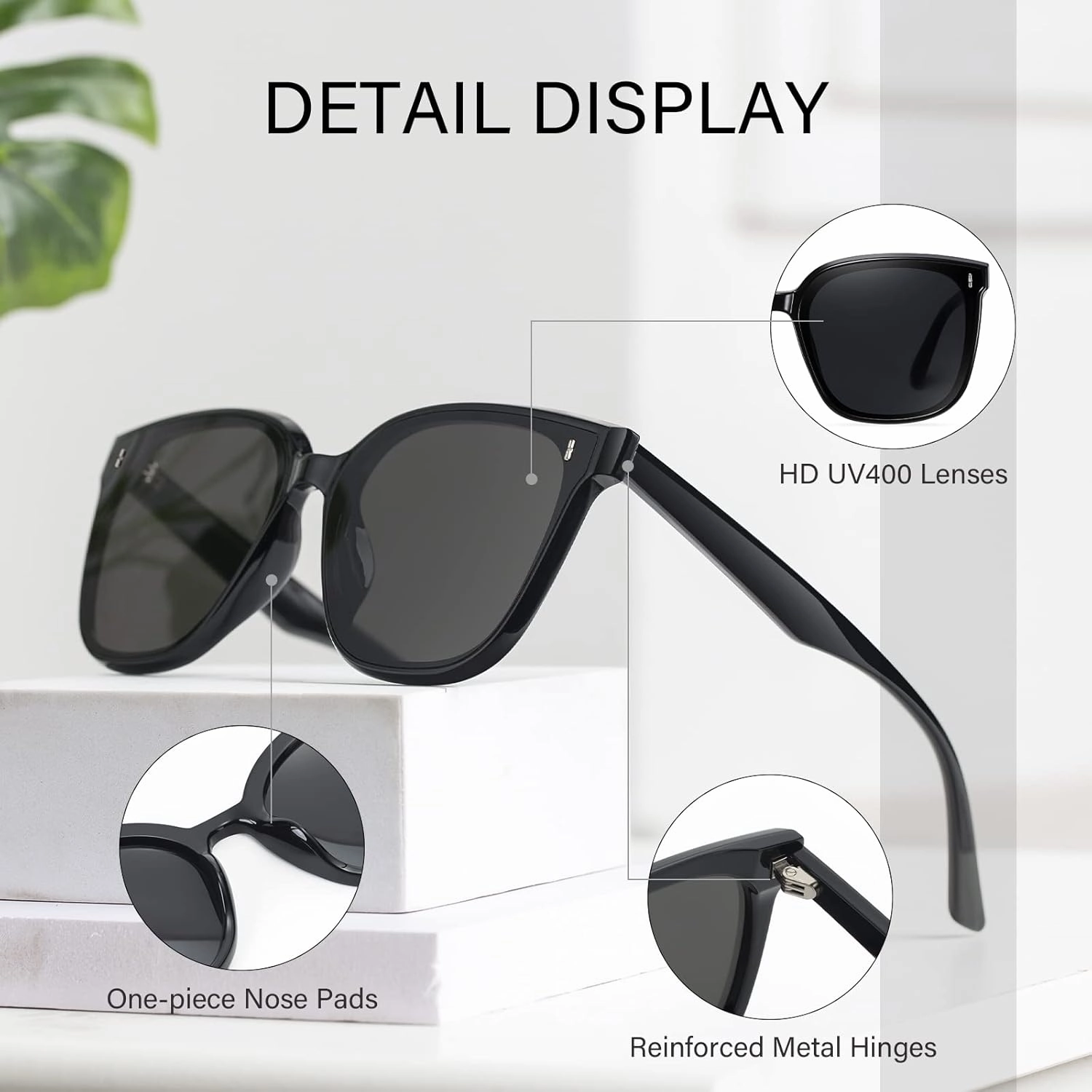 Dollger Retro Oversized Square Sunglasses for Women Trendy Classic Style Sun Glasses UV400 Protection