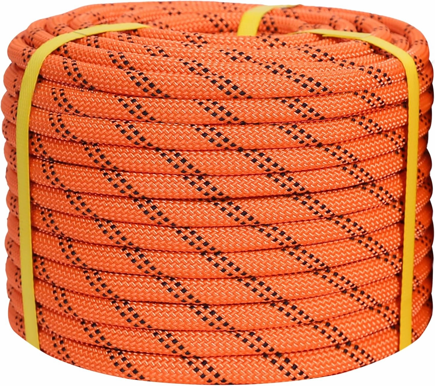 Double Braided Polyester Rope,Arborist Rigging Rope,1/2 in x 100 ft,48 Strands for Tree Work Camping,Swinging,Sailing and Various Outdoor Activities, Orange/Black