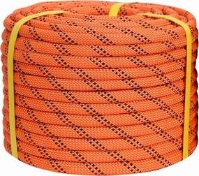 Double Braided Polyester Rope,Arborist Rigging Rope,1/2 in x 100 ft,48 Strands for Tree Work Camping,Swinging,Sailing and Various Outdoor Activities, Orange/Black