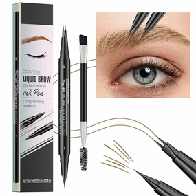 Double Ended Eyebrow Pencil And Brush Set For Natural Sculpted Brows Adjustable Hardness Women's Makeup Essential