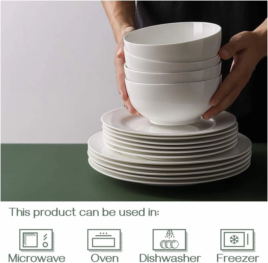DOWAN 22 OZ White Ceramic Bowls Set of 4 - Perfect for Soup Bowls for Kitchen, Cereal Bowl, Ramen Bowl, Microwave Safe for Oatmeal, Fruit,Salad and Rice Bowl - Dishwasher & Microwave Safe
