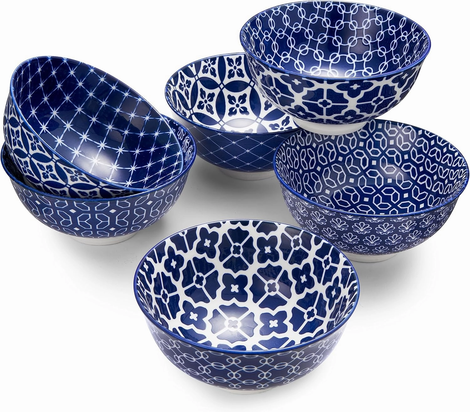 DOWAN Small Dessert Bowls Set of 6, Ice Cream Bowls 10 OZ, 4.5 Inch Ceramic Cereal Bowls for Fruit, Snack, Bouillon Cups for Dipping, Side Dishes, Sauce, Microwave and Oven Safe, Dishwasher