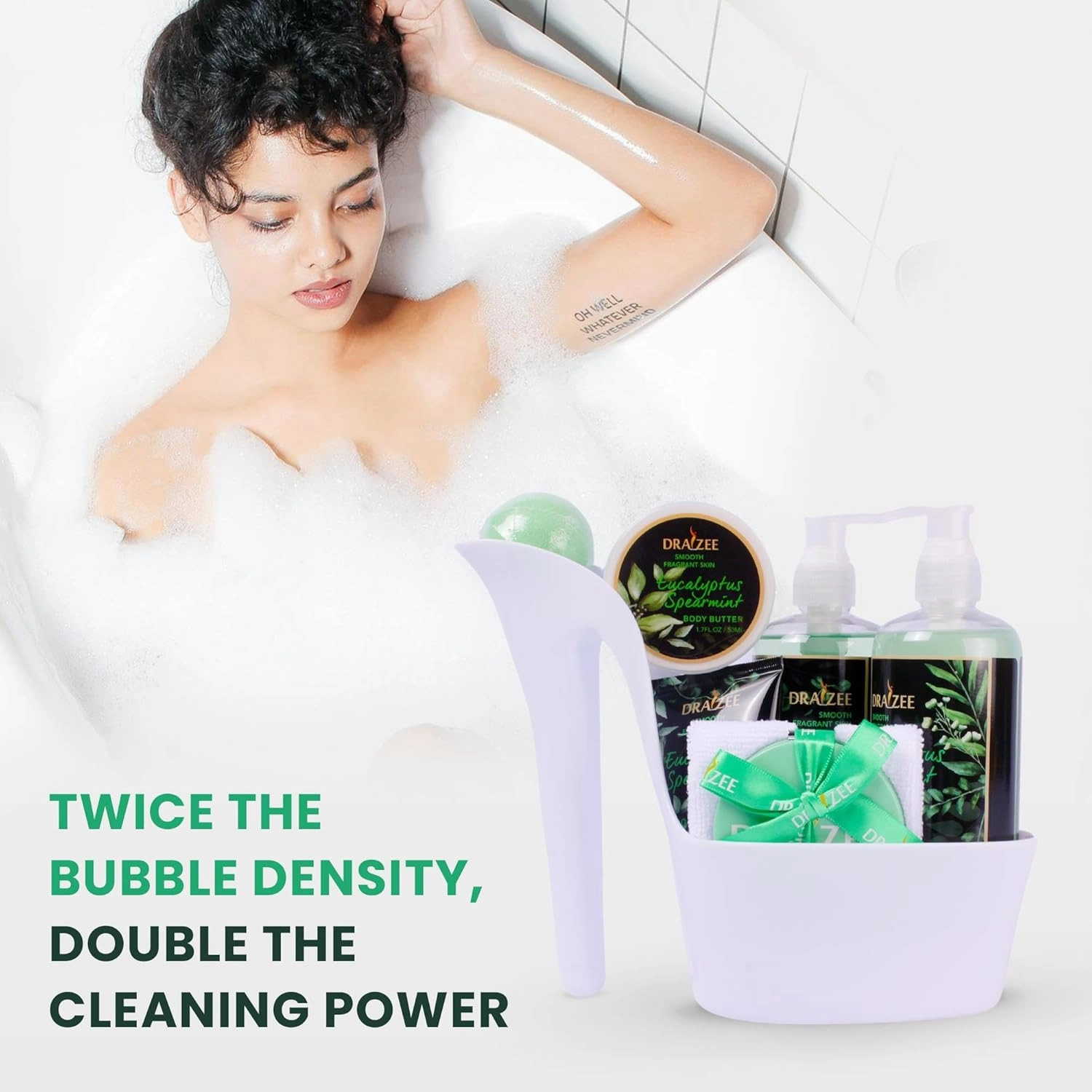 Draizee Luxury Spa Gifts for Women – 8 Pc Eucalyptus Spearmint Scented Bath and Body Set with Bubble Bath, Lotion & More – Luxury Self Care Kit for Wife, Mom, Best Friend, Girlfriend, Anniversary Gift