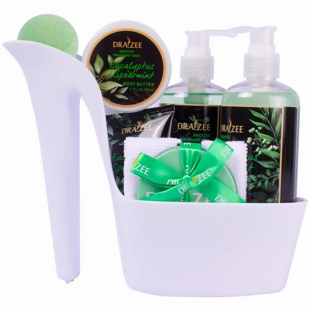 Draizee Luxury Spa Gifts for Women – 8 Pc Eucalyptus Spearmint Scented Bath and Body Set with Bubble Bath, Lotion & More – Luxury Self Care Kit for Wife, Mom, Best Friend, Girlfriend, Anniversary Gift