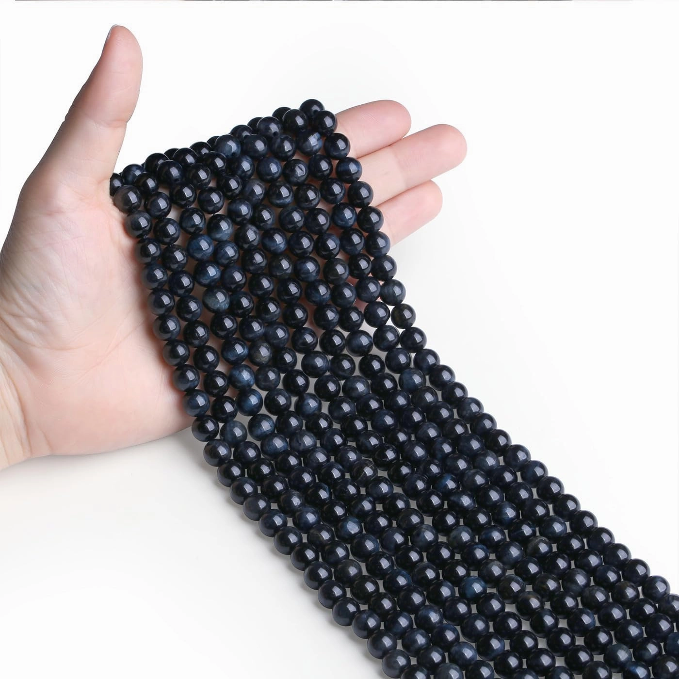 DUQGUHO Black Labradorite Beads 8mm Natural Crystal Round Polishing Stone Genuine Gemstone Beads for DIY Jewelry Making 47 Pcs