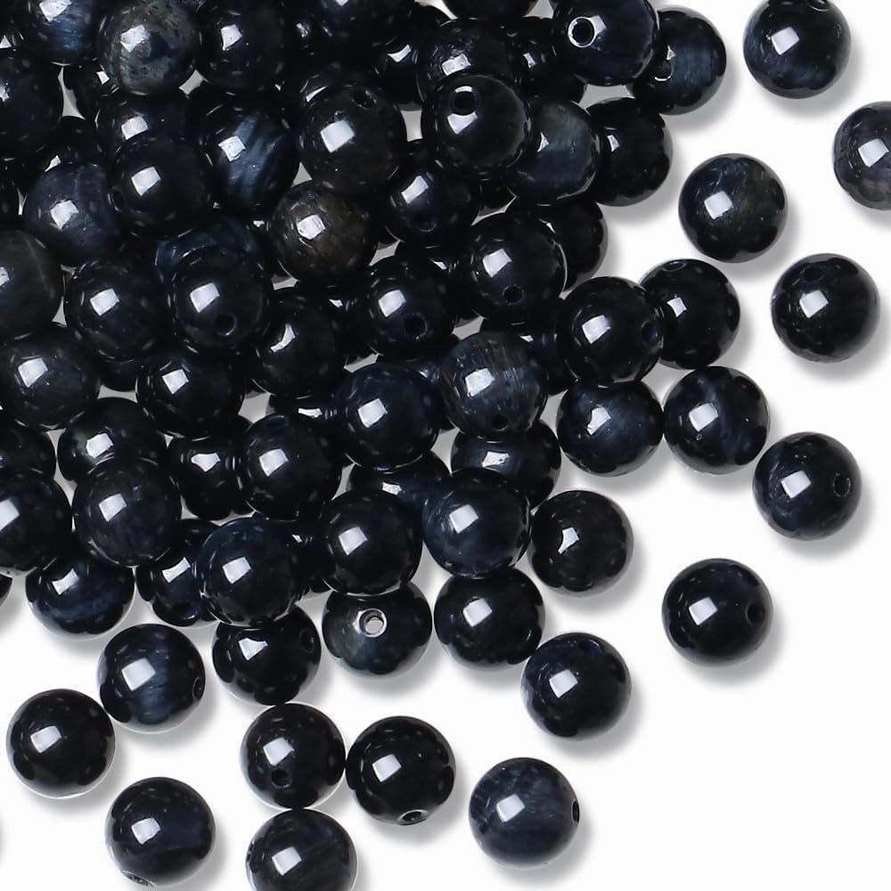 DUQGUHO Black Labradorite Beads 8mm Natural Crystal Round Polishing Stone Genuine Gemstone Beads for DIY Jewelry Making 47 Pcs