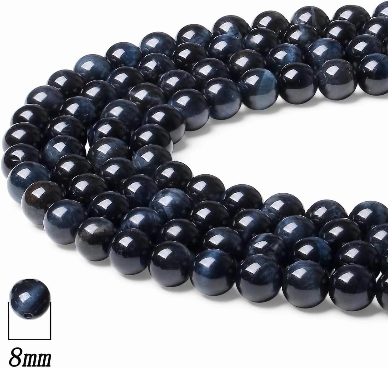 DUQGUHO Black Labradorite Beads 8mm Natural Crystal Round Polishing Stone Genuine Gemstone Beads for DIY Jewelry Making 47 Pcs