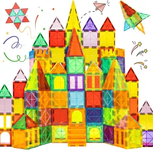 EchoPlan Magnetic Tiles,68PCS Magnetic Building Blocks,Magnet Tiles 3D Clear Building Blocks Set,STEM Sensory Educational Toys Gift for Toddlers Kids Boys 3 4 5 6 7 8 9  Year Old