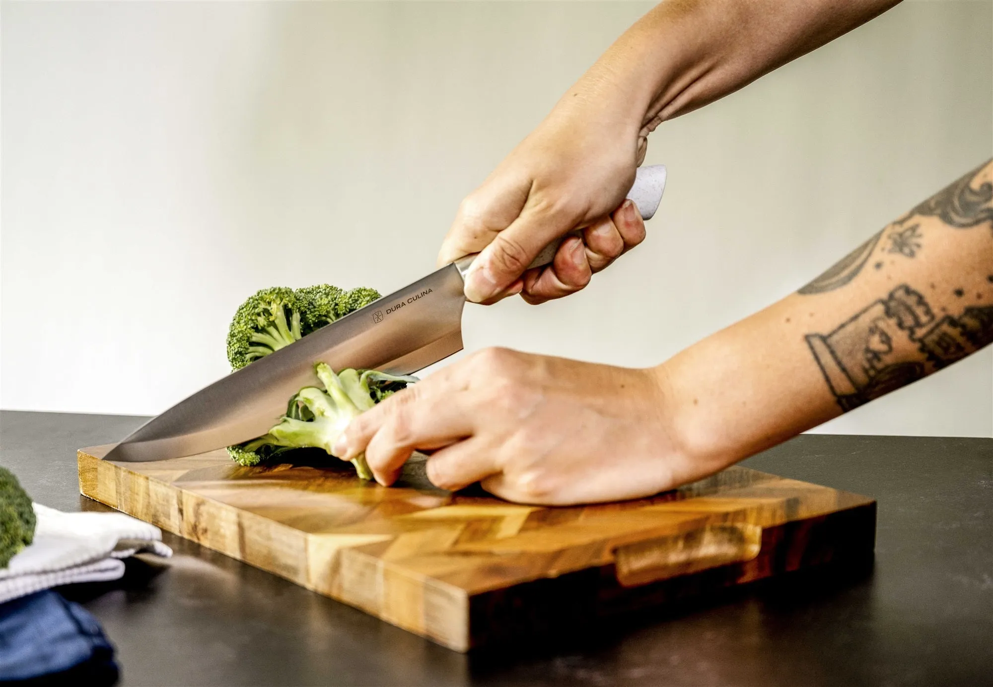 EcoCut 3 Piece Kitchen Knife Set With Blade Guards, Grey by Dura Living