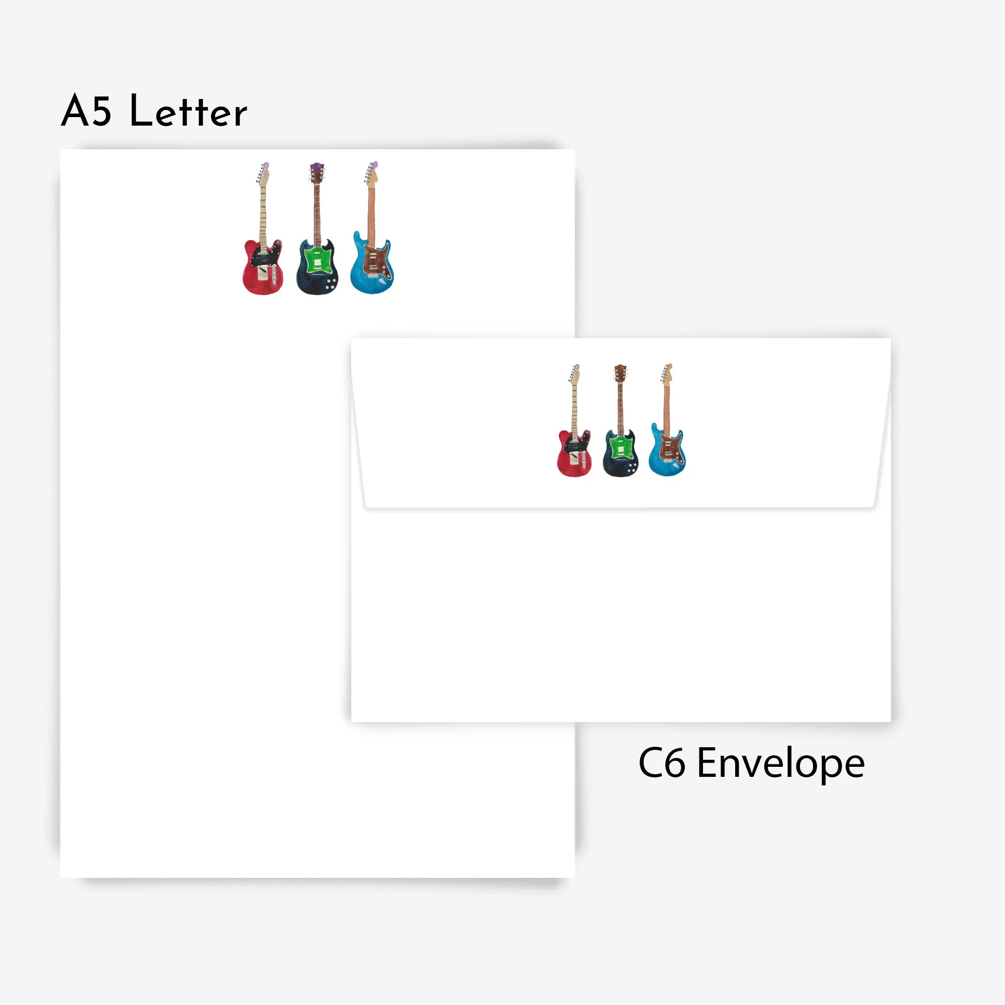 Electric Guitars Letter Writing Set with Organiser