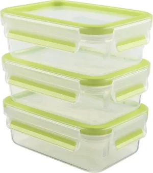 Emsa "Clip & Close 2.0" 3 Piece Food Storage Container, Light Green